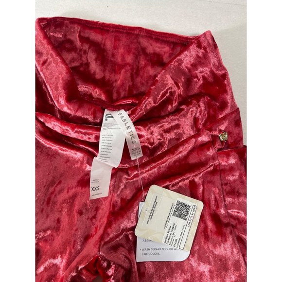 Fabletics Leggings Crossover Crushed Velour Red High Rise Women XXS Athleisure - Picture 11 of 11